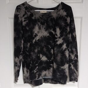 Jane and Delancey Black and Gray Tie-Dye Sweater